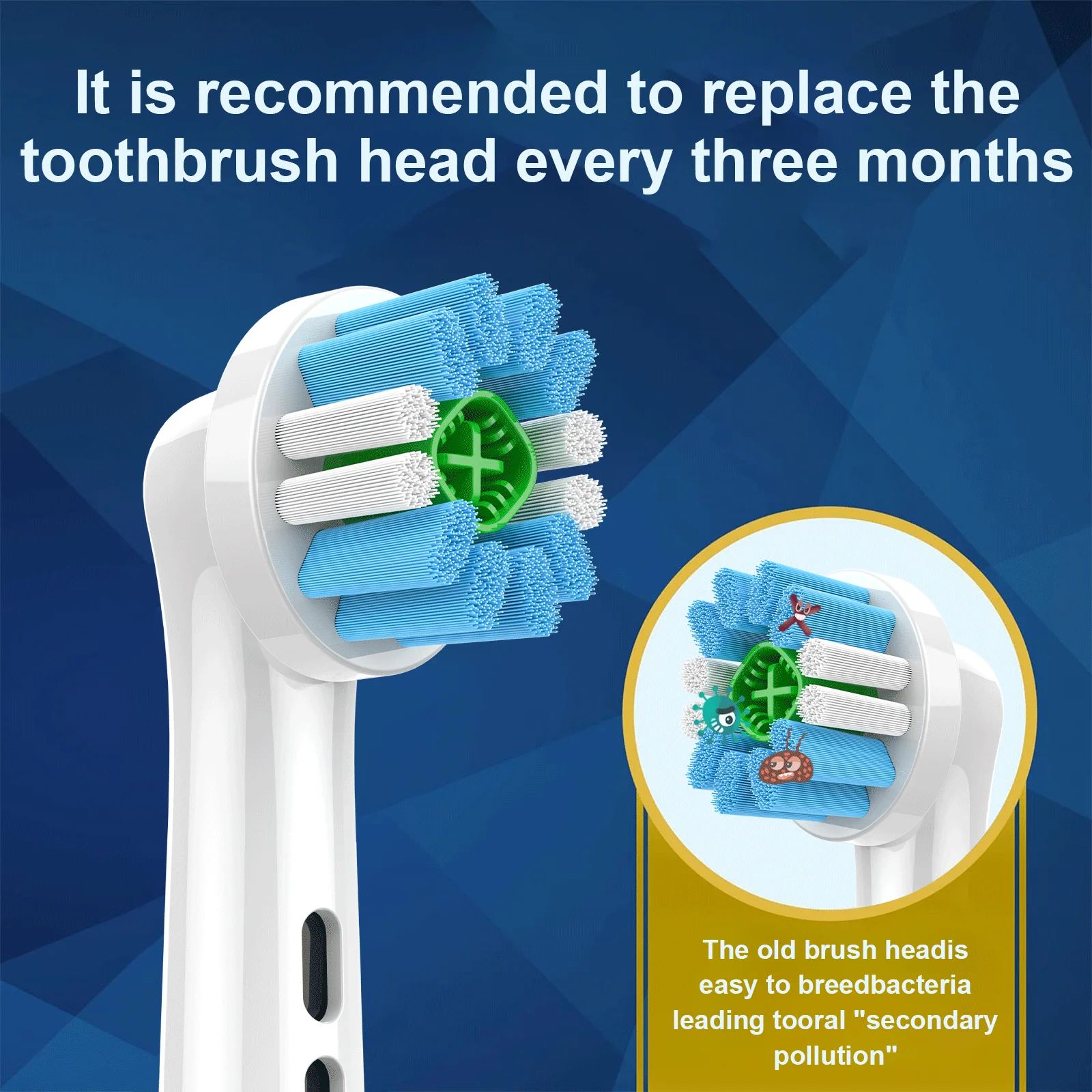 Precision-Clean Replacement Toothbrush Heads 4PCS/8PCS Advanced Bristle Technology For Optimal Oral Care Deep Cleaning