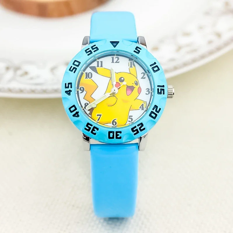 Anime Pokemon Pikachu Children Watch Quartz Leather Wrist Watches Clcok Boys Girls Watches Pikachu Figure Christmas Gifts Toys