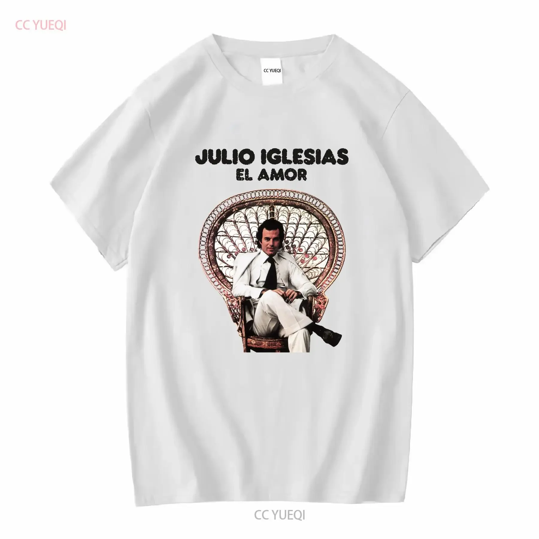 Julio Iglesias Vintage 1975 El Amor camiseta retro Quiero Gwendolyne Life va en vintage lavado homme estirado