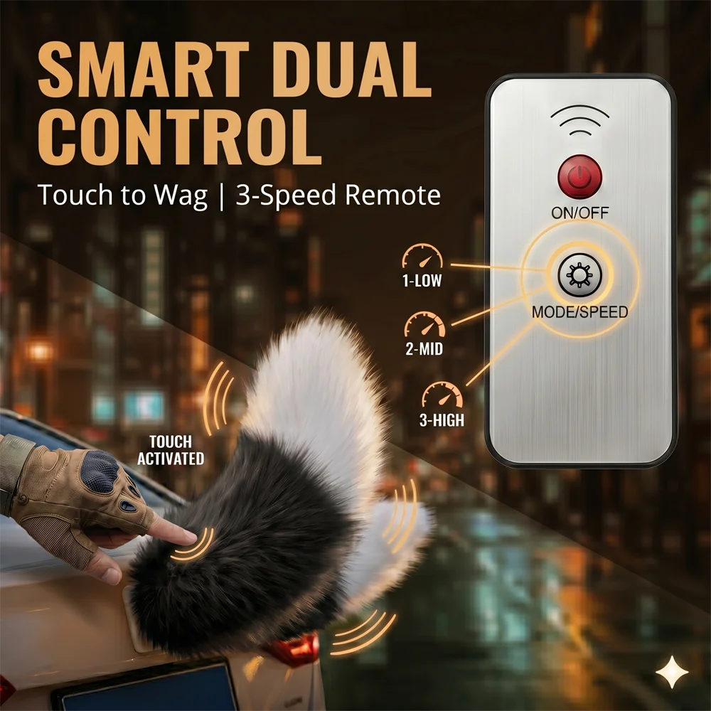 Electric FOX Tail Motorcycles Decorations Anime Decor 3D Plush Electric Touch Sensor Scooter Accessories Wagging Tail for Car