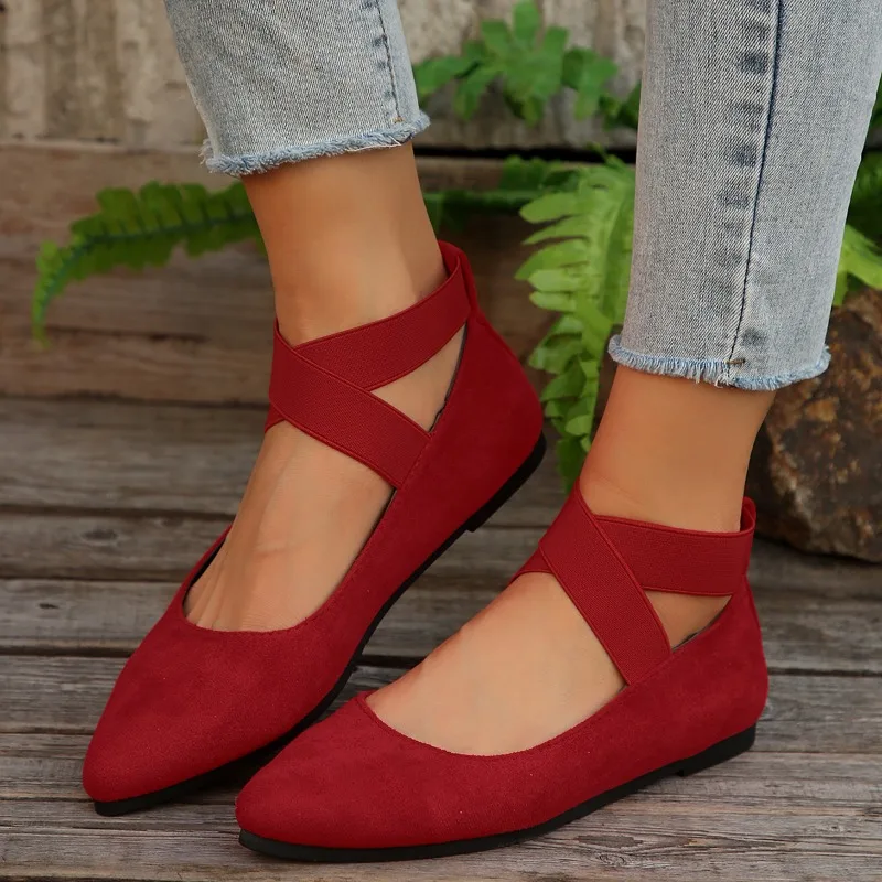 2025 beige new women\'s flat shoes fashionable lightweight shoes women\'s elegant ballet shoes soft outdoor casual heel shoes