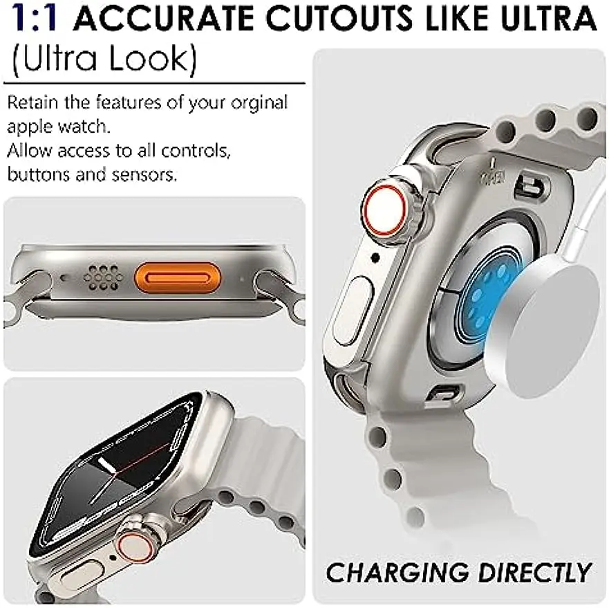 360 Full Waterproof Case for Apple Watch 45mm 41mm Protector Glass IWatch Series 8 7 4 5 6 Se 44mm 40mm Upgrade Change To Ultra
