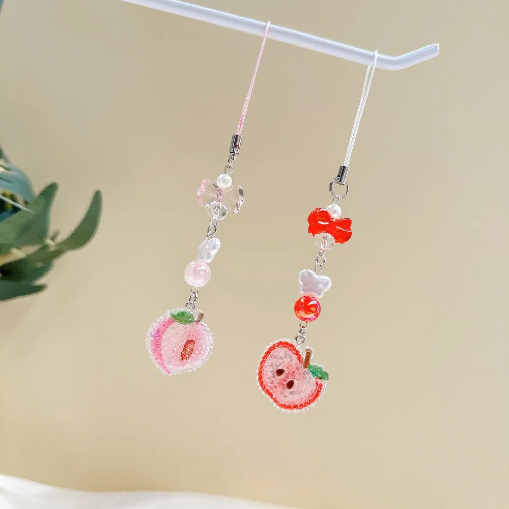 

Sweet Fruit Pendant Phone Strap Cartoon Cute Backpack Charm Wrist Strap Anti Loss Colorful Phone Chain Backpack Pendant
