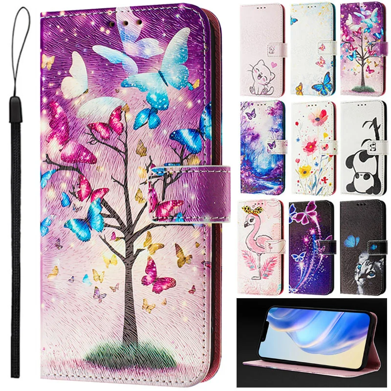Smart20 Note Edge Butterfly Case for Infinix Hot 70 60 60i 50i Note 60 50 40 X Pro Plus GT 30 Pro Capa Leather Wallet Cover Case