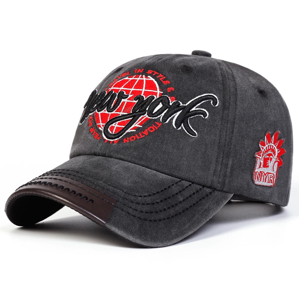 Unisex New York Baseballkappen mit Stickerei, verstellbar, für Frühling und Herbst, lässiger Sonnenschutzhut – Detail 2