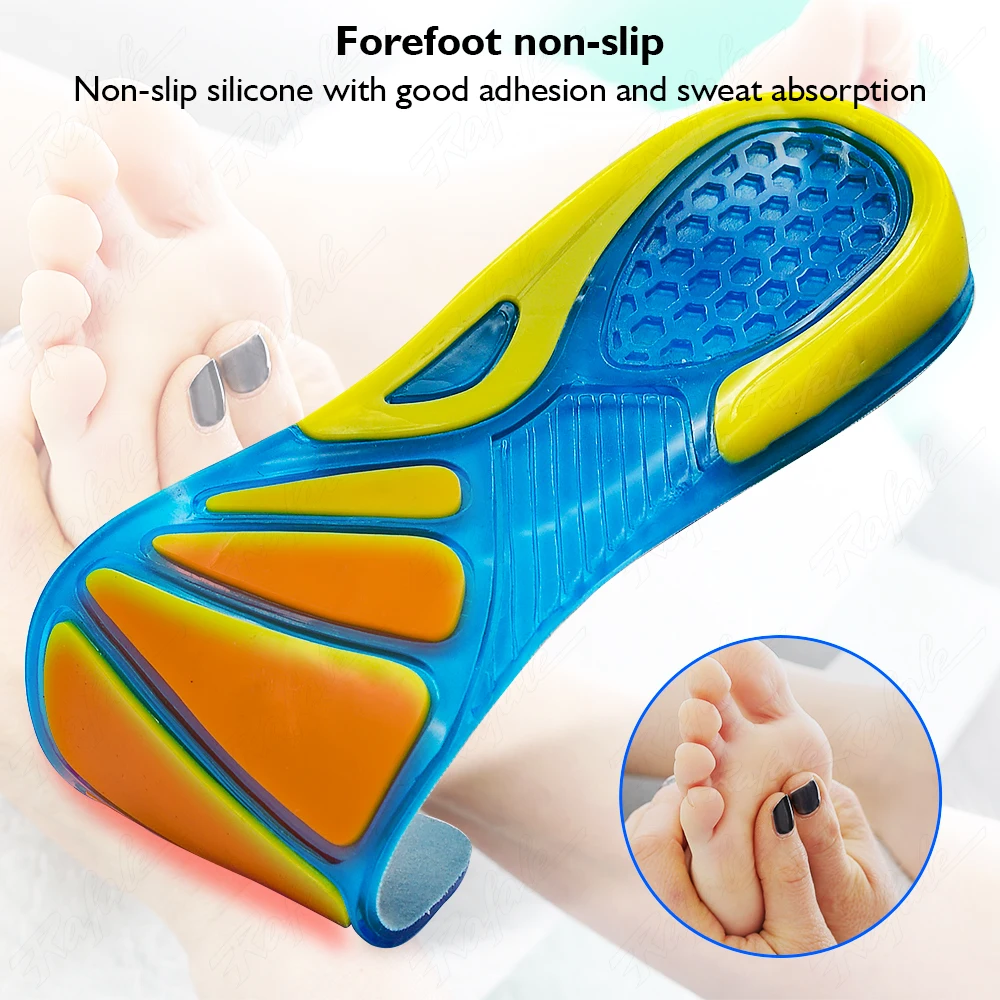 ซิลิโคนลื่นเจลกีฬารองเท้านวด Orthopedic Insoles Foot Care สําหรับฟุตรองเท้า Shock Absorption Pad ใหม่