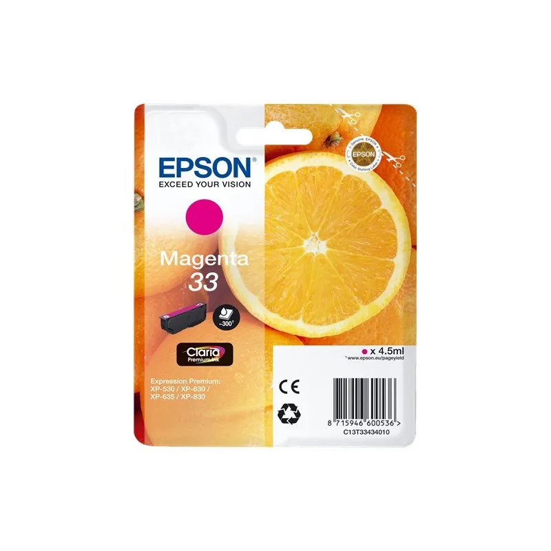 Epson T3343 (33) Magenta Original ink cartridge-C13T33434012 T3343 tintasycartuchos.com