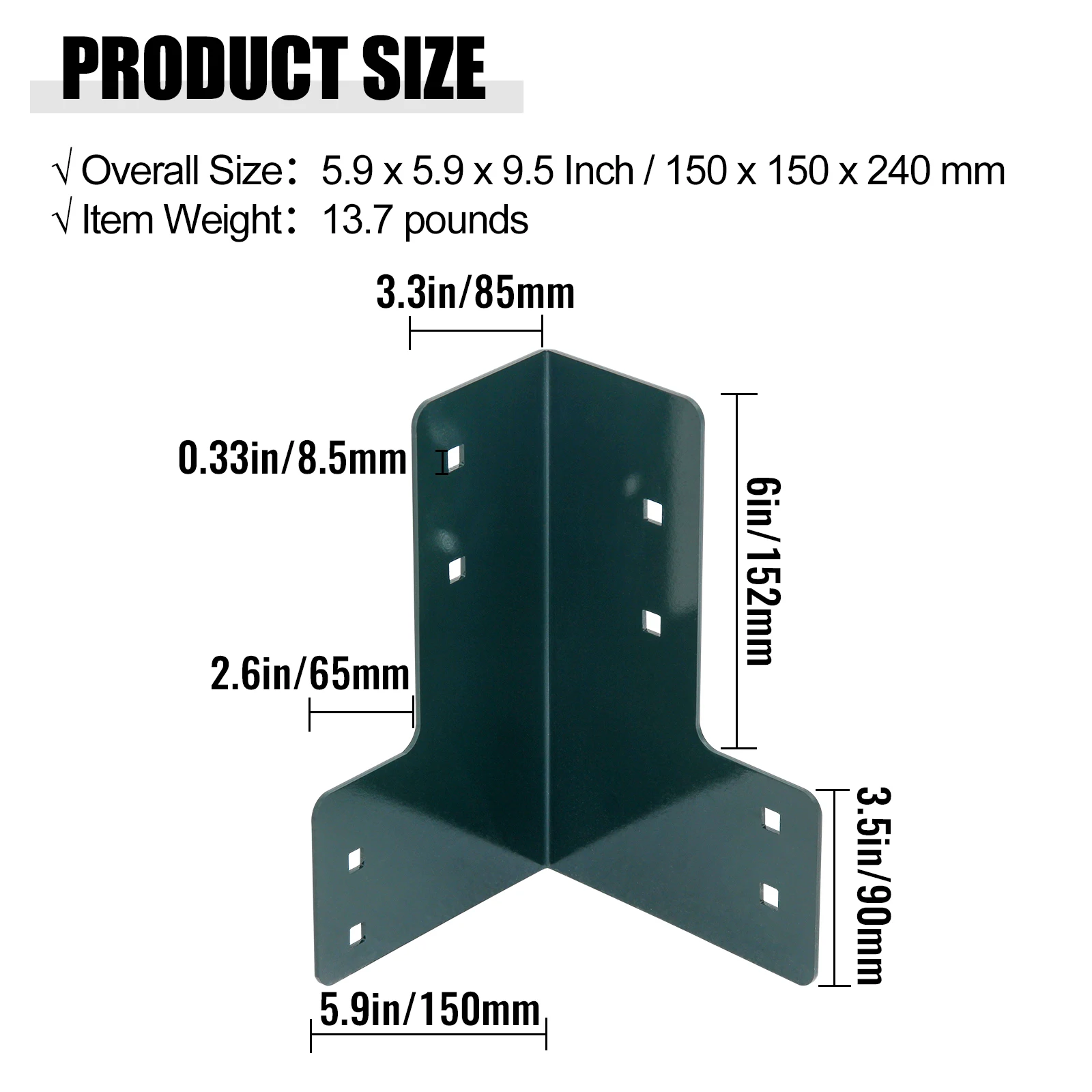 8pcs Workbench Corner Brackets, 4mm Thick Green Galvanized Steel Right Angle, Heavy Duty Bracket Kit for DIY Desk, Shop Table