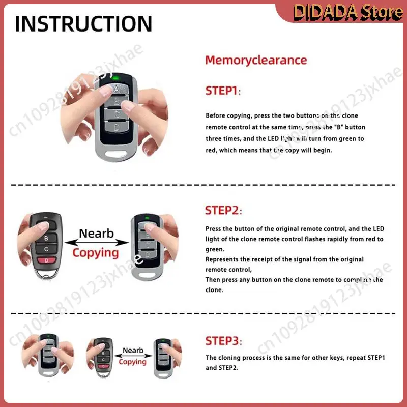 N82R Garage Remote 4 In 1 Multi Frequency 287-868Mhz Clone Gate Control Command Transmitter 434.42Mhz 868.35Mhz 433.92 3Pcs