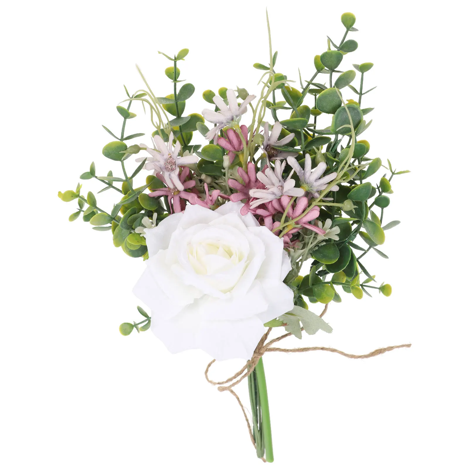 

Eucalyptus Leaf Artificial Rose Bouquet Wedding Decor Centerpieces Bridal Party HomeDecoration Faux Flowers Simulation