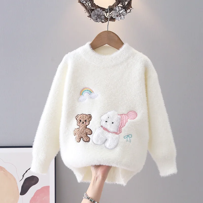 سترة محبوكة للفتيات لخريف وشتاء 2025 بلوزات بأكمام طويلة ورقبة مستديرة بلوفر مريح ملابس أطفال عصرية جديدة #3