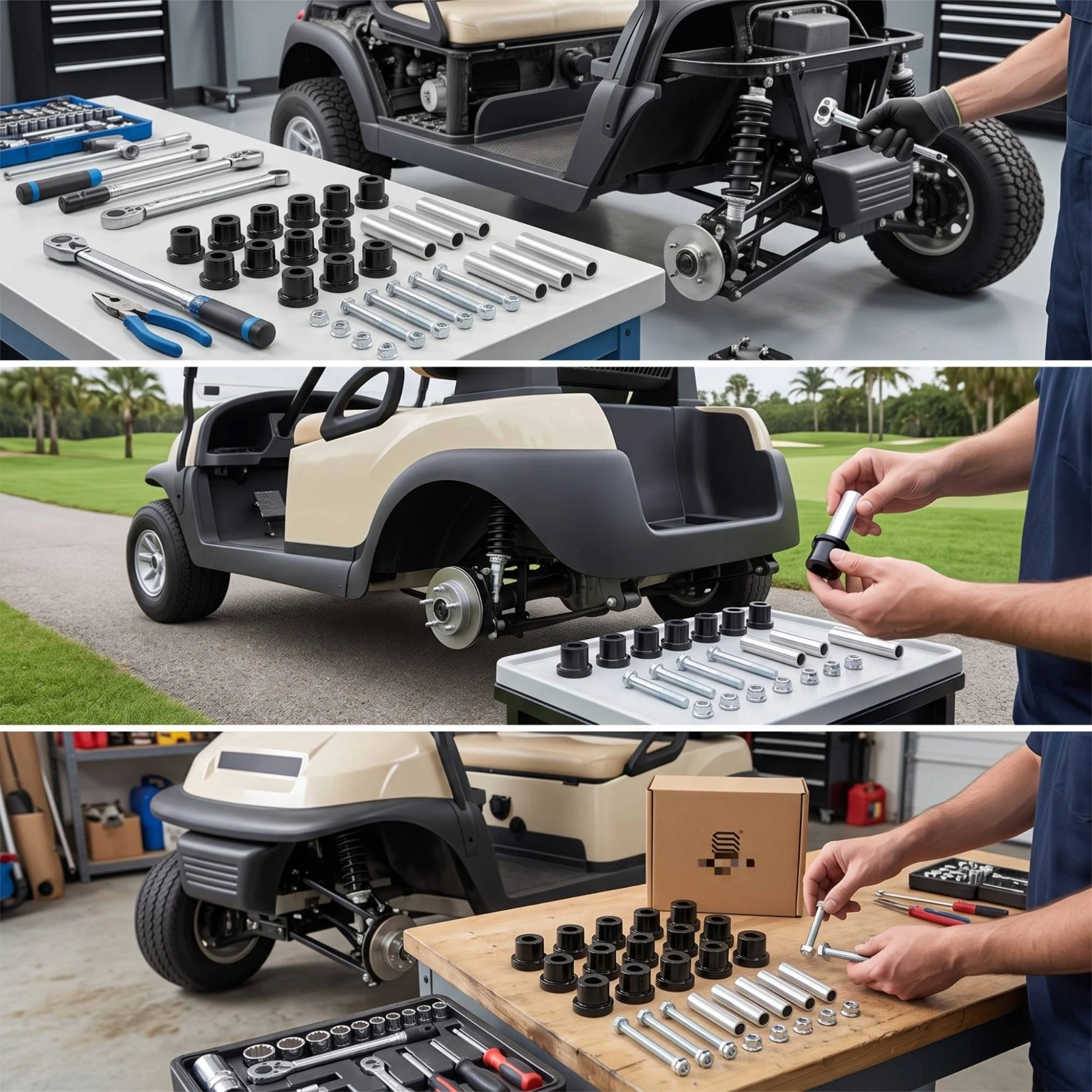 Golf Cart Hardware Kit Compatible Golf Cart Repair Kit with Sleeves Machined Wear-Resistant for Mechanics, Garage, Workshop