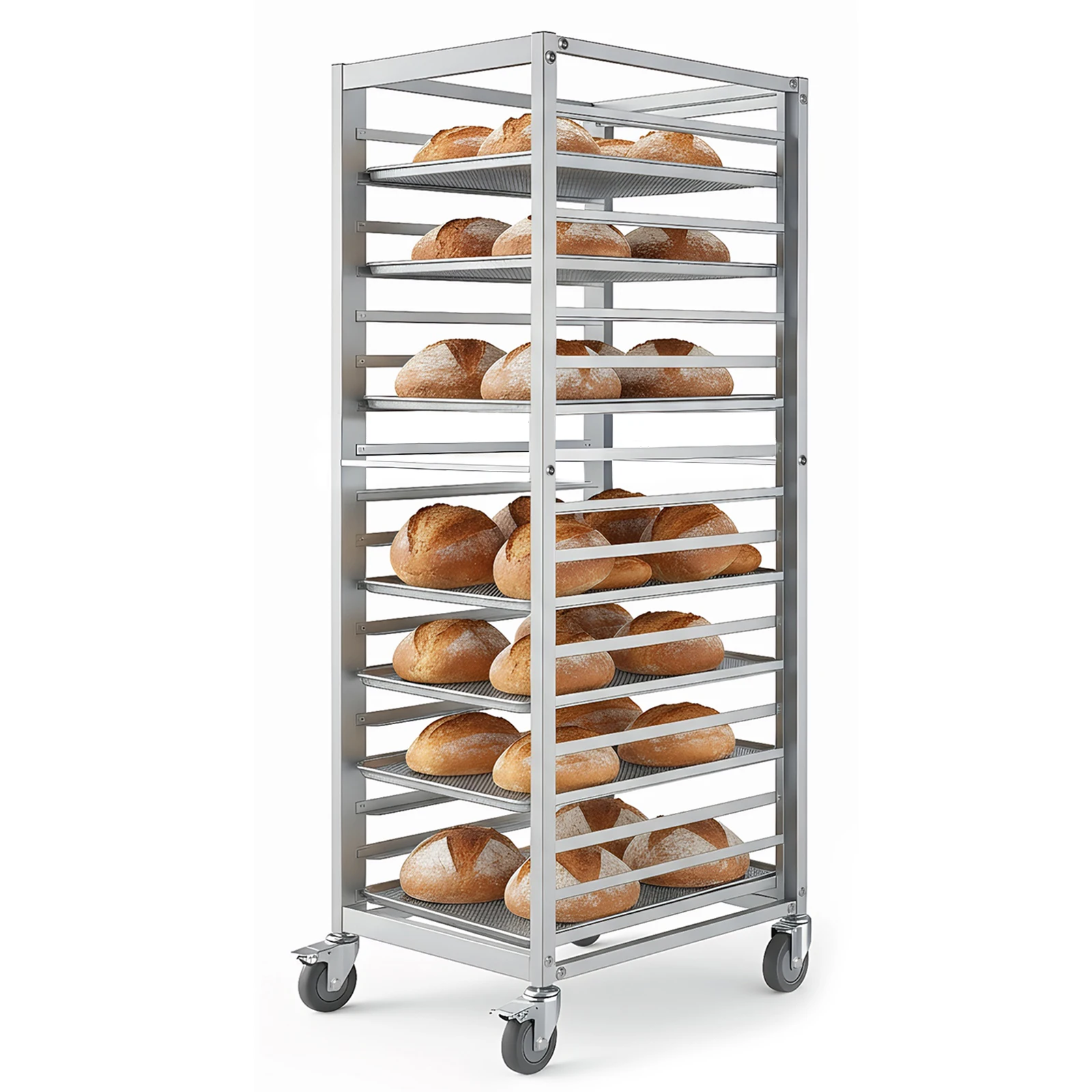 

18-уровневая сверхмощная выпечка с 4 колесами, алюминиевая подставка для выпечки для кухни, ресторана, кафетерии, пицеріи