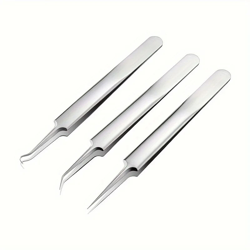 다양한 라이트 베이지 문제를 위한 스테인레스 스틸 여드름 집게, 바늘, 블랙헤드 제거제 및 핀셋 3개 세트