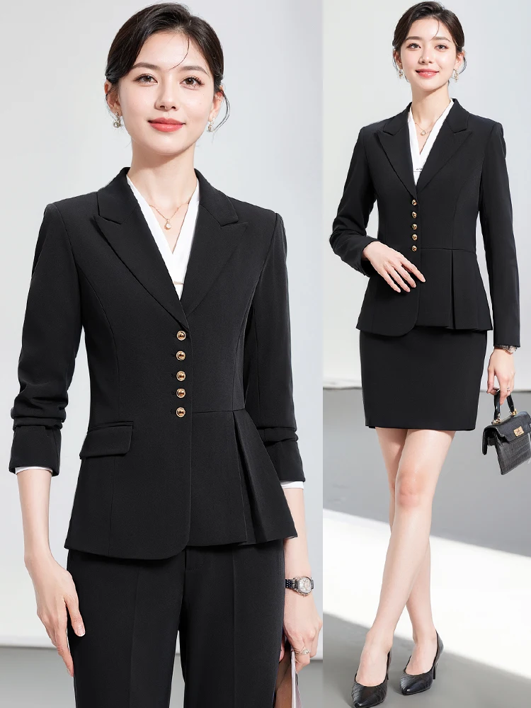 

Элегантный профессиональный женский костюм для весны и осени: для работы в отеле, ювелирном магазине, офиса, в деловом стиле, приталенный, на пуговицах...