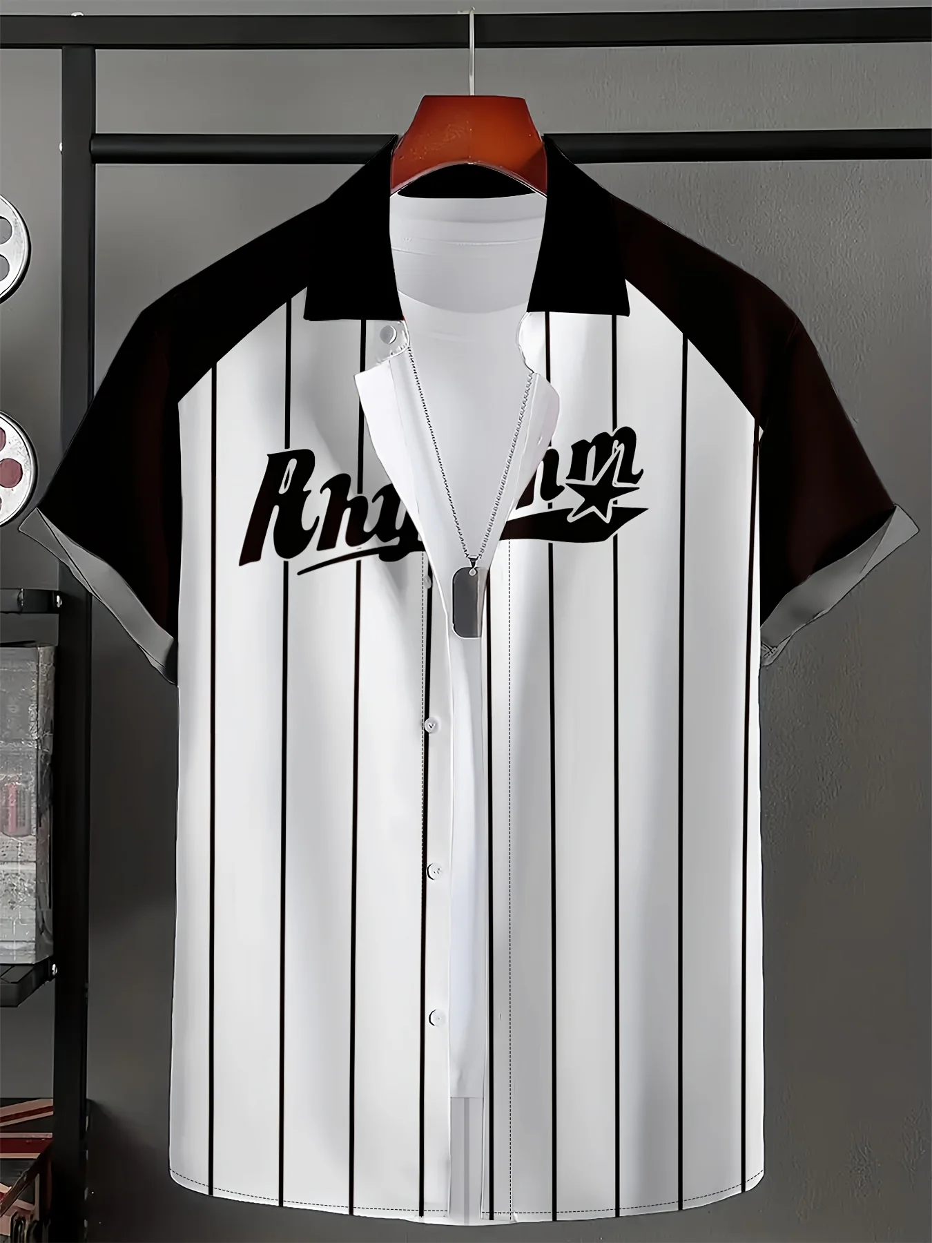 2026 Summer Men's Shirt with Letter Print Breathable Lightweight Casual Fashionable Outdoor Men's Clothing