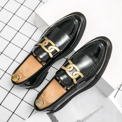 Italian Luxury Brand Wedding Shoes Men's Dress Design Loafers Slip-on Handmade Business Leather Shoes Pointed Black Driving Shoe