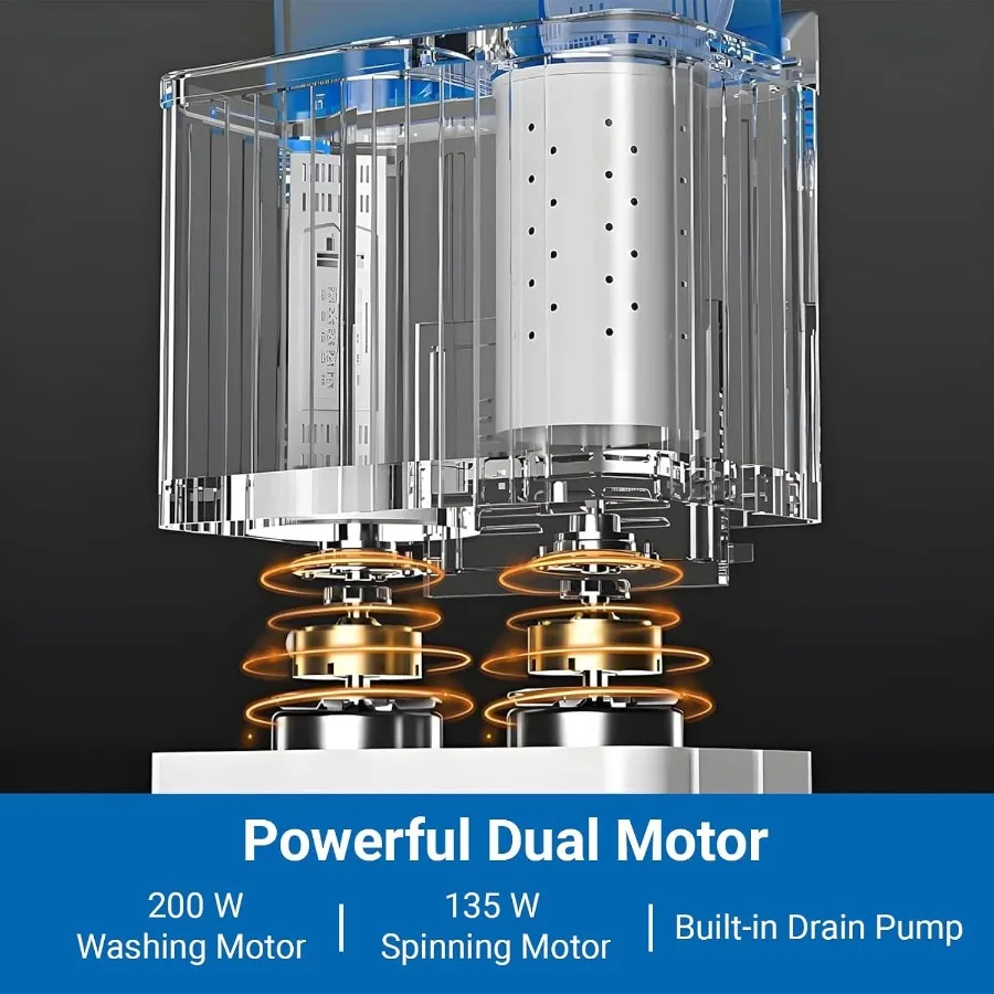 Portable 22 lbs Twin Tub Washing Machine with Drying Rack 13 lbs Washer Mini Compact Laundry Machine and 9 lbs Spinner Semi-aut