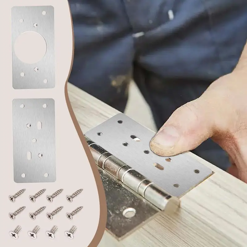 Hinge Repair Replacement Stainless Steel Fixing Plates Hinge Repair Plate Heavy Duty Rust Resistant Replacement Kit With Screws