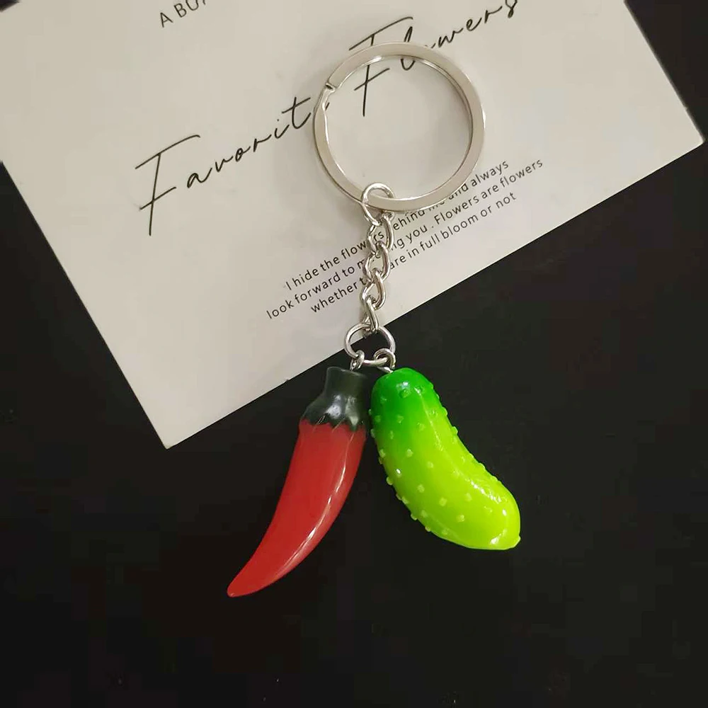 1 قطعة لطيف ثلاثية الأبعاد الراتنج الفلفل الحار الخيار المفاتيح لصديق هدية مقلد الخضروات قلادة حقيبة السيارة حقيبة سماعة الاذن الهاتف الحبل