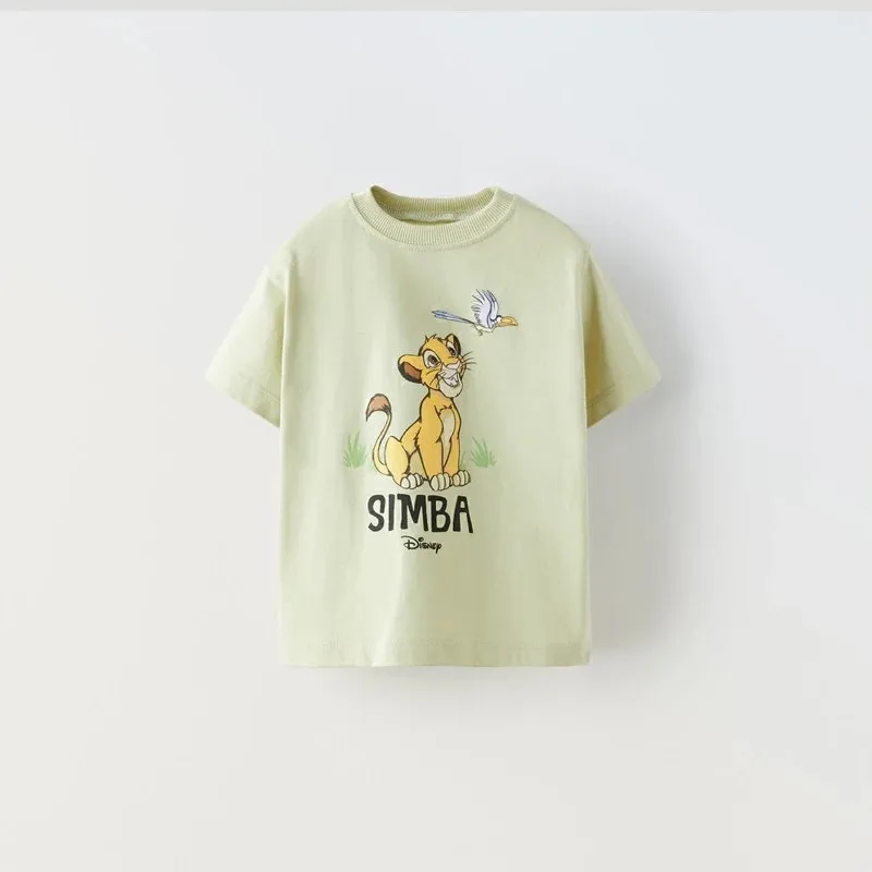 Disney Summer Clothing Short Sleeve TShirt New Cartoon Print Tops Kid Fashion Casual Simple Base Shirt 2024 Children Costume