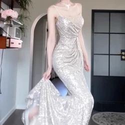 Annual & Engagement Party Gown - High-End, Light Luxury, Niche Dress for Bride's Morning, Toast & Sling Camisole