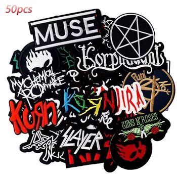 50 stks/partij Rock PUNK Patches Geborduurde Applique Stof Kledingstuk Kleding Accessoires Borduren Badges Band Patch