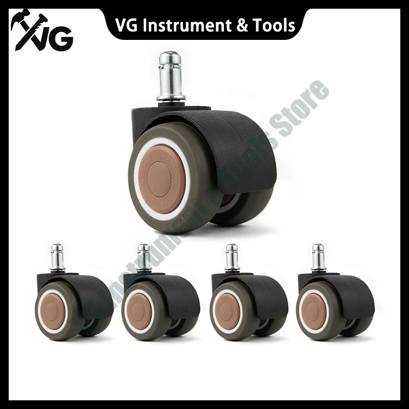 5Pcs Universal Mute Chair Wheel 2 inch M11x21 Office Chair Caster Replacement Casters Rubber Soft
