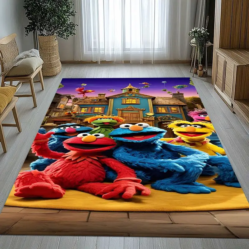 Vintage S-Sesame Street Elmo Cookie Monster Soft Non-Slip Large Area Rug for Living Room,Bedroom Carpet Mat for Sofa,Home Decor