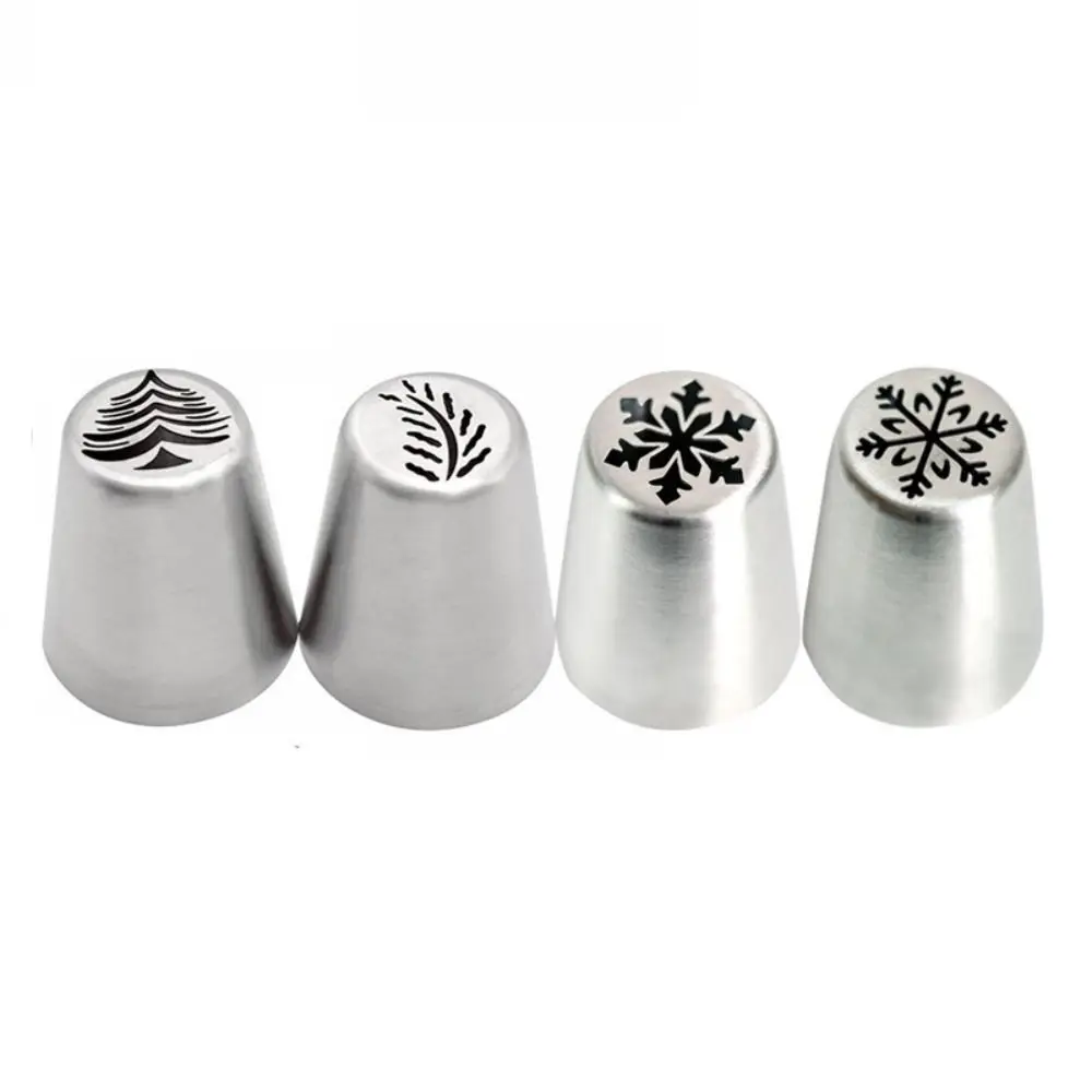 4pc/set Christmas Elements Christmas Cake Cream Nozzle Stainless Steel Cream Cake Icing Piping Nozzles