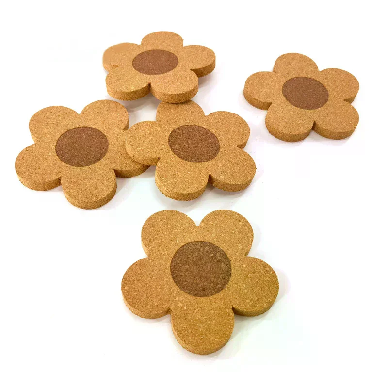 

Floral Cork Coaster - Reusable Office Insulated Coaster With Cork Flower Design, Suitable For Coffee, Tea Cups, Etc