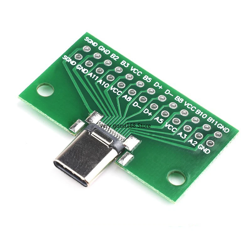 Type-C Male to Female USB 3.1 Test PCB Board Adapter Type C 24P 2.54mm Connector Socket For Data Line Wire Cable Transfer