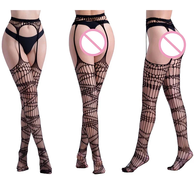 Harajuku Holle Visnet Kousen Panty Vrouwen Mode Uitgehold Zwart Gothic Full Body Visnet Kousen Panty