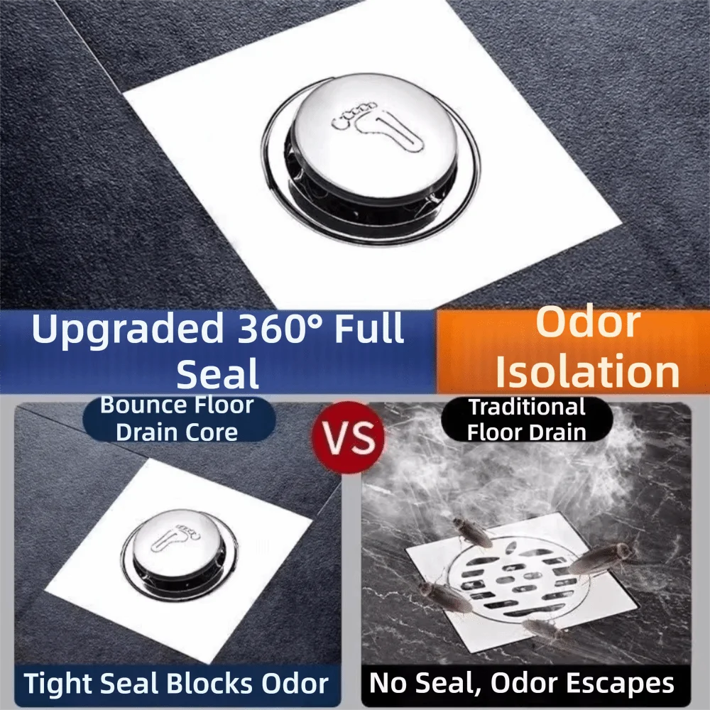 Stainless Steel Floor Drain Cover Spring Core Sealing Structure Drain Cover Strainer Foot Press Backflow Preventer