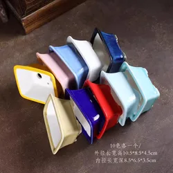 Porcelain Glazed Rectangle Bonsai Pot,Small Vase,Tradition Chinese Transmutation Color,Dormitory Room Table Garden Decoration