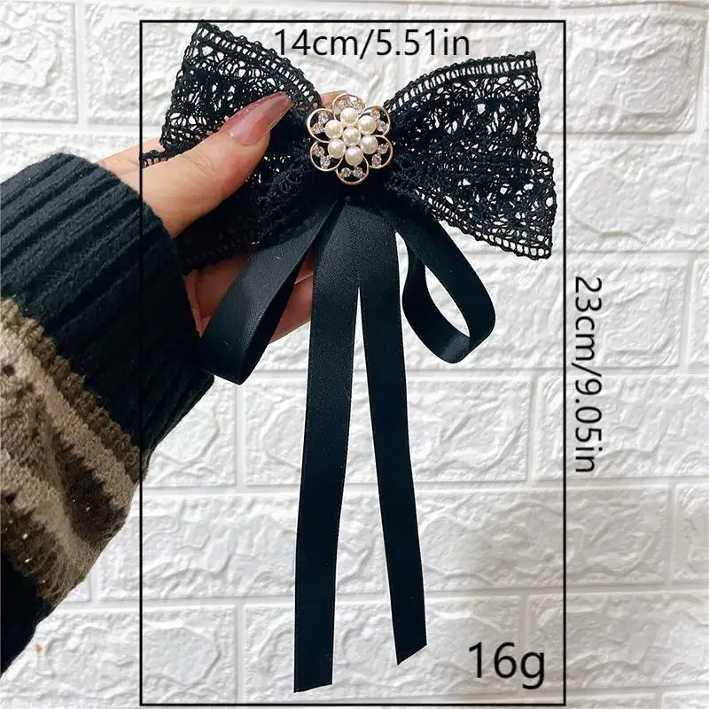 Women's Bowties Brooch Handmade Jewelry Ribbon Crystal Bow Korean Womens Fashion Elegant Suit College Style Shirt Collar Flower