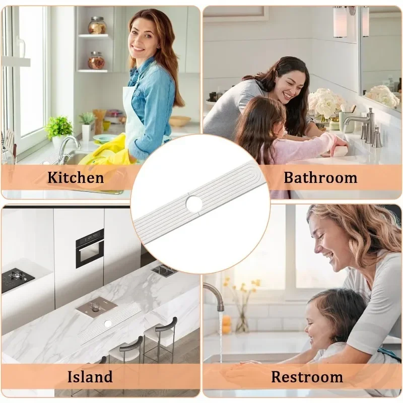 Коврик для кухонной раковины из диатомовой грязи, быстросохнущий водопоглощающий жесткий коврик для смесителя, раковина для ванной комнаты, защита от брызг для мытья рук