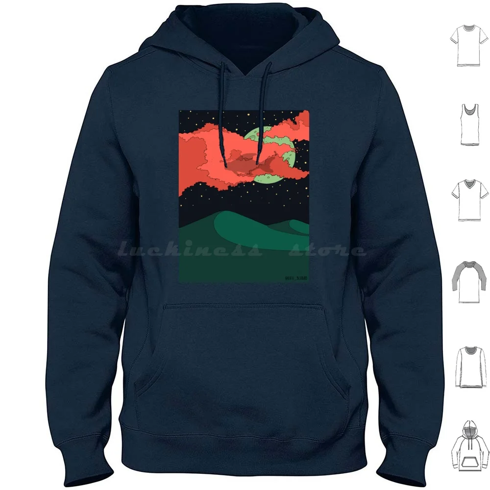 Desert Hoodies Long Sleeve Extraterrestrial Landscape Landscape Space Landscape Flying Fish