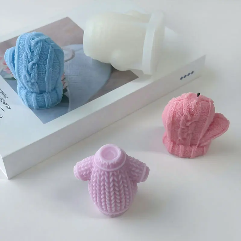 3D 모직 장갑 스웨터 실리콘 금형 DIY 크리스마스 아로마 촛불 석고 수지 금형 수제 비누 촛불 만들기 용품