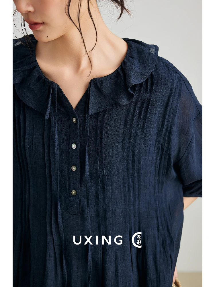 

Faionable Linen A-Line Dr Women's Spring Summer New Loose Versatile Midi Skirt Commute Sle Pleated Loose Waist Regular...