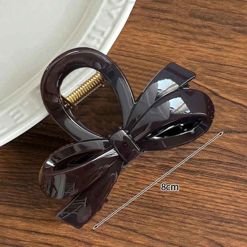 British-style Solid Color Bow Hair Clip – Elegant Back-of-Head Bow Hair Clasp, French-Inspired Graceful & Soft-Toned Hair Clip