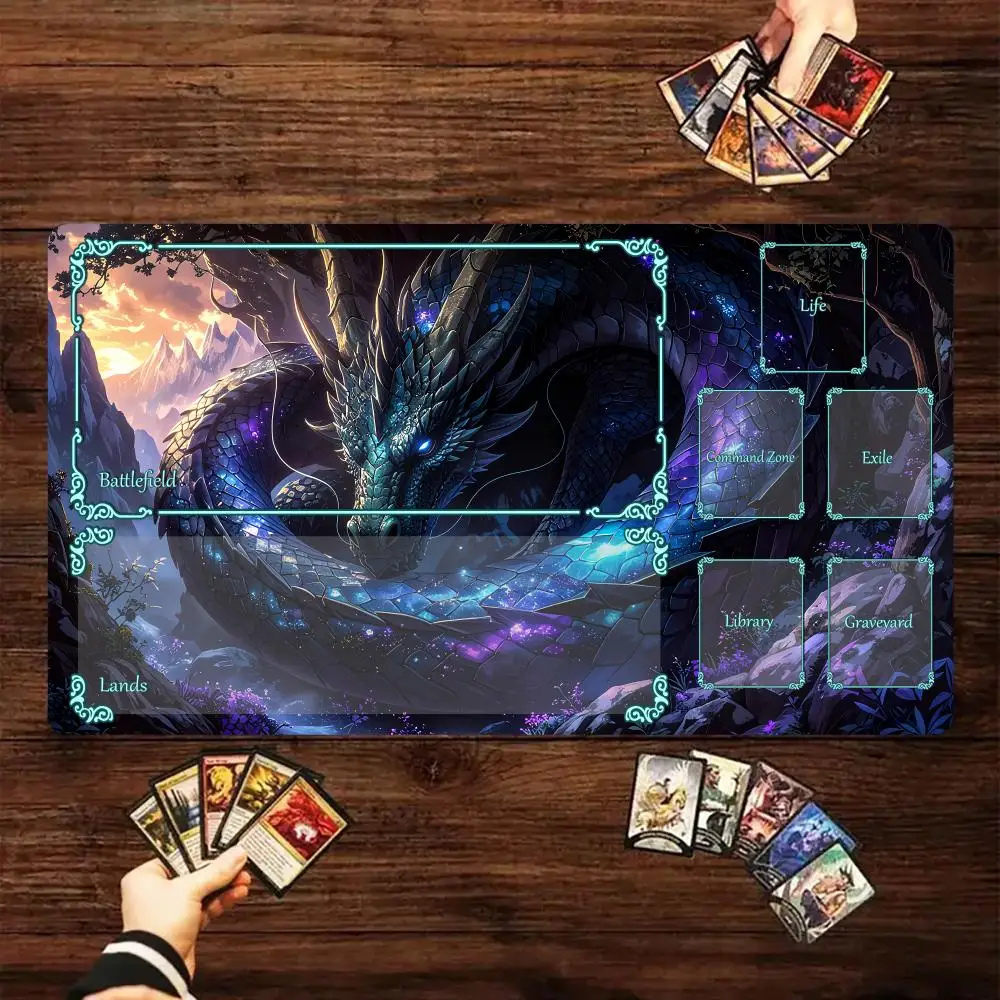 

Magic Playmat Card Gaming Mat with zone Fantasy style cool dragon MTG mat gathering game mat Desk Mat Commander Battle playmat