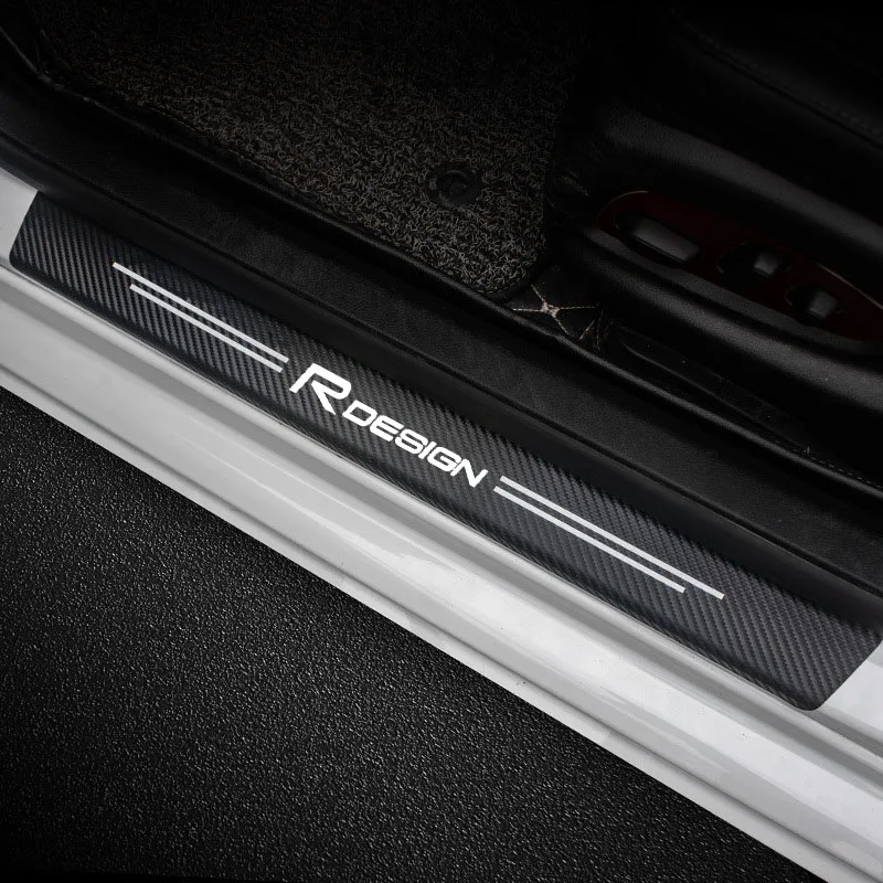 Carbon Car Door Sill Scuff Covers Black Door Panel Guards Protector Trunk Bumper Guard Decals for Volvo RDESIGN Car Accessories - view 4