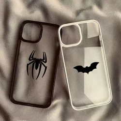 Bat Spider Pattern Clear Phone Case For iPhone 16 17 15 14 11 Pro Max 13 12 MINI 17 Air 7 8 SE2 Shockproof Hard Cover
