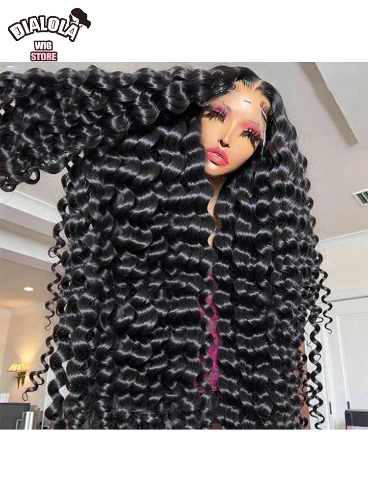 Dialola losse diepe golf haarkant 13x6 losse body wave 13x4 kant frontale natuurlijke zwarte pruik menselijk haar vooraf geplukt voor vrouwen - afbeelding 2