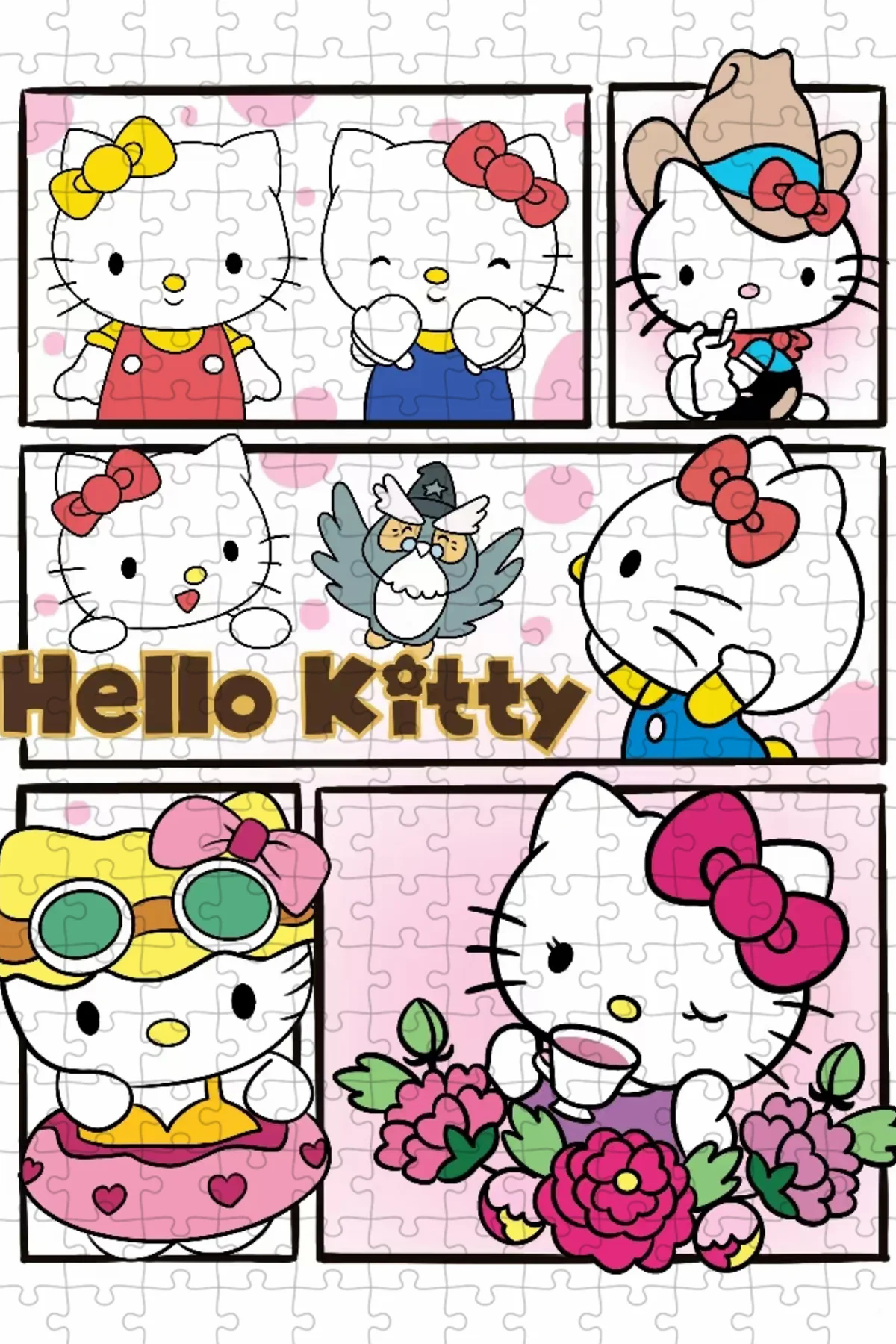 Sanrio Hello Kitty Holz-/Papierpuzzles für Kinder, Stressabbau-Spielzeug, Cartoon-Puzzles, Familie, lustiges interaktives Spielspielzeug