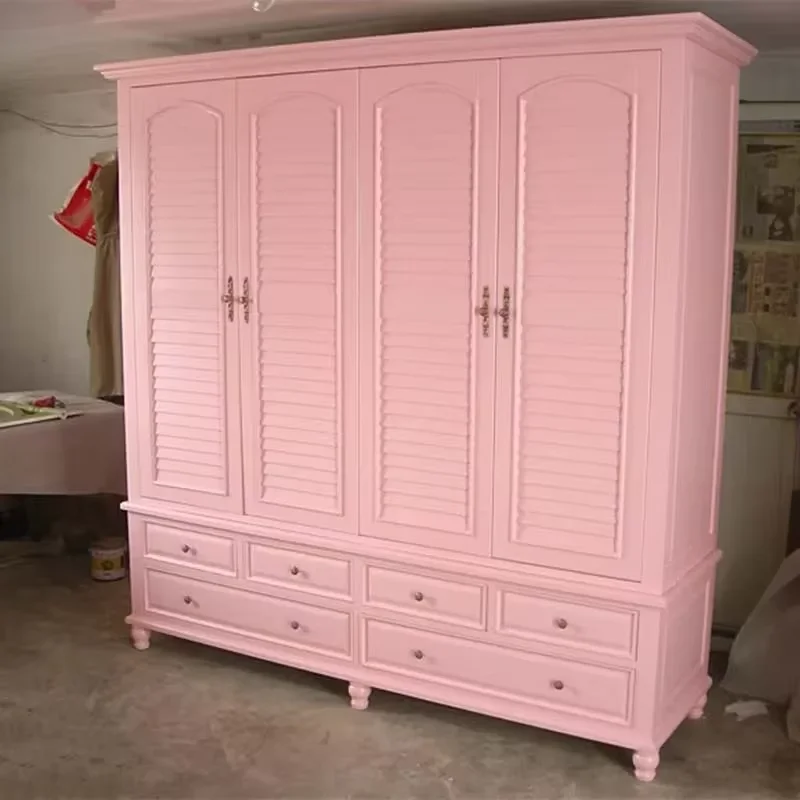 Wooden European Wardrobe Nordic Large Space Saving Living Room Hotel Wardrobe Bedroom Storage Ropero Armable Home Furniture