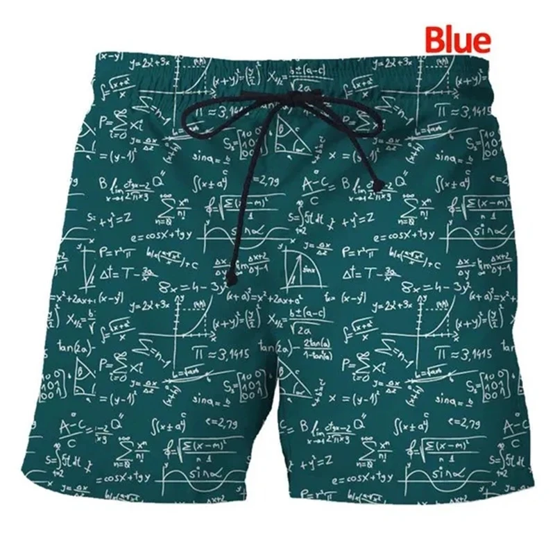 Neue Männer groß plus Größe lässig Mode Strand Shorts Hosen 3D-Druck mathematische Mathematik Formel Shorts Sommer schnell trocknend