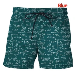 Nieuwe Mannen Grote Plus Size Casual Mode Strand Shorts Broek 3d Print Wiskundige Formule Shorts Zomer Sneldrogend