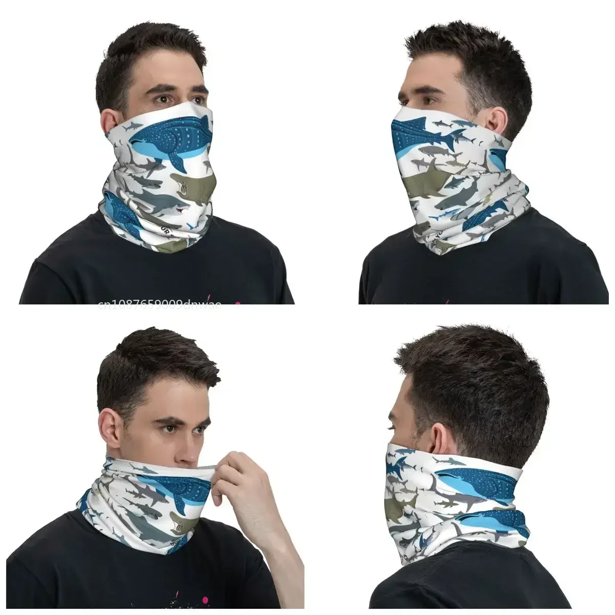 Shark Scuba-Bandana de buceo para adultos, polaina de cuello impresa, equipo de mar, pasamontañas, máscara facial, bufanda multiusos, tocado, equitación, a prueba de viento